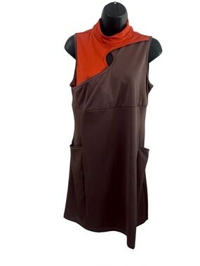 Adidas Ultimate365 Tour colorblocked golf dress Size M Orange Brown Color block